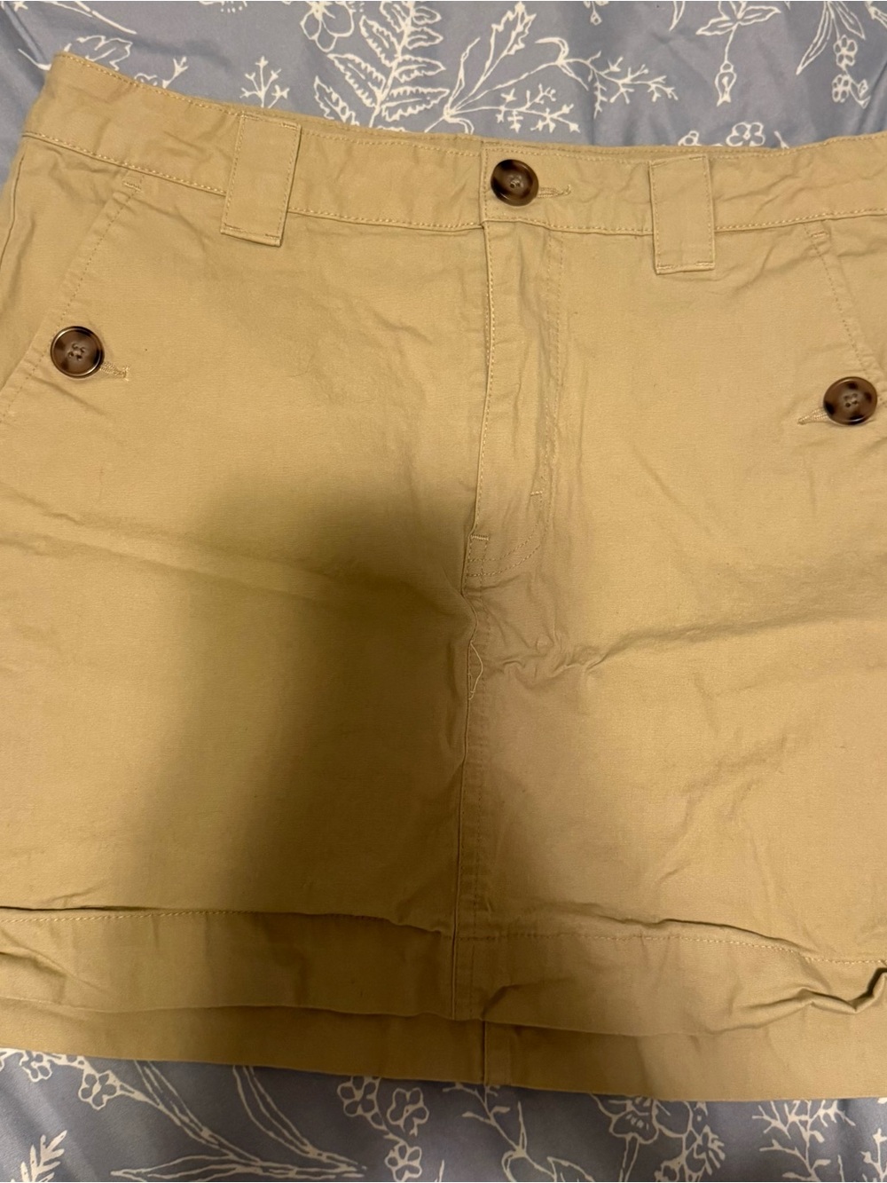 Khaki Cotton Casual Skirt
